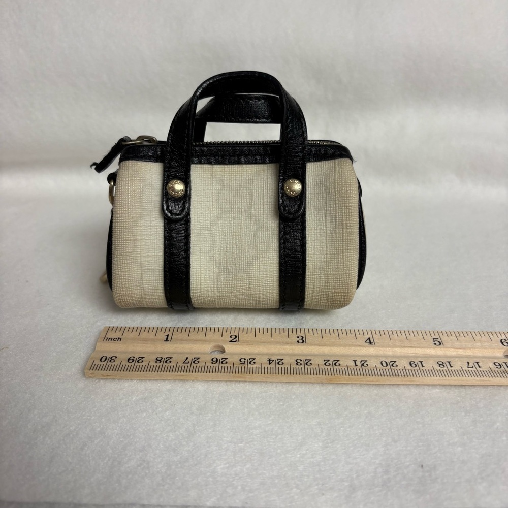 VTG GUCCI Mini Boston Bag Keychain Charm Zipper Clip Cream Black - Picture 4 of 14